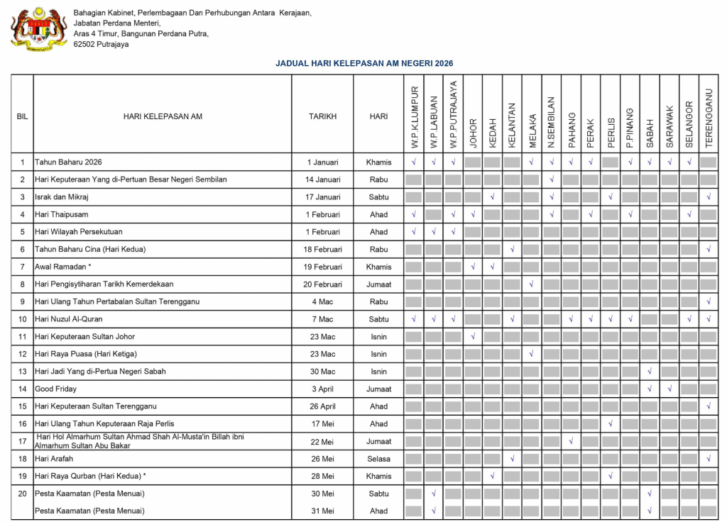 Hari Kelepasan Am Peringkat Negeri