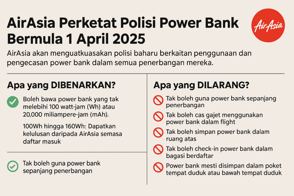 panduan powerbank dalam pesawat