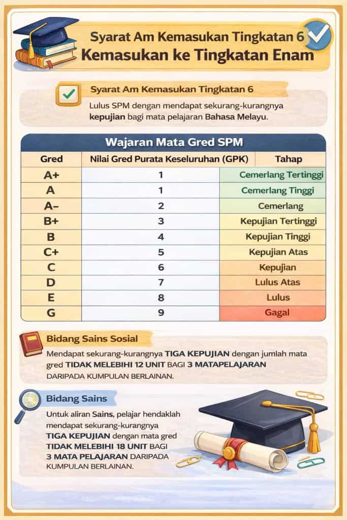 syarat kemasukan ke tingkatan 6