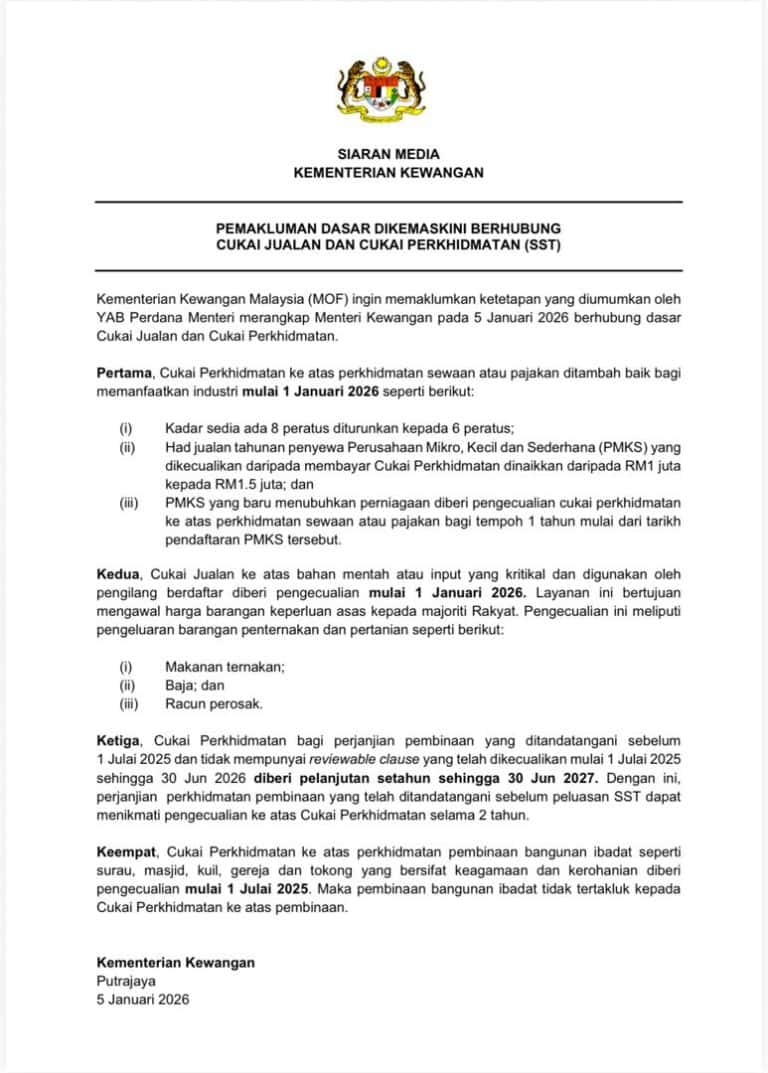 SST - Dasar Cukai Jualan & Cukai Perkhidmatan 2026