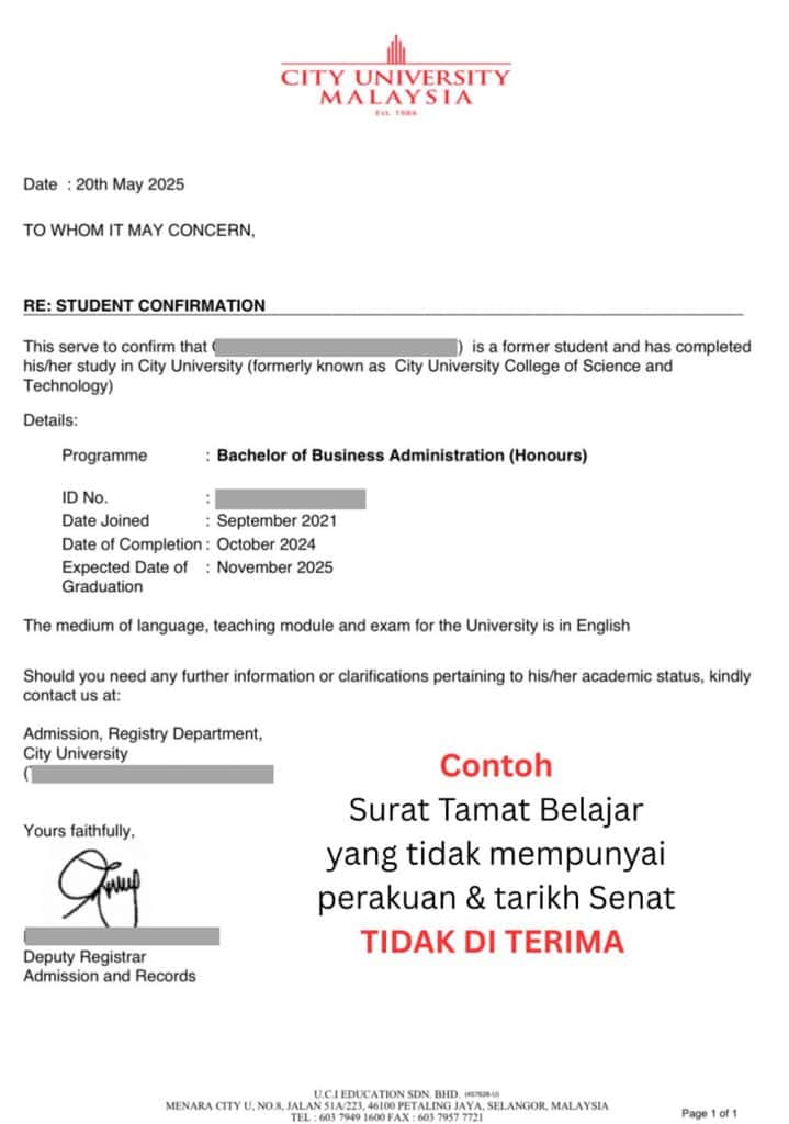 surat berhenti belajar