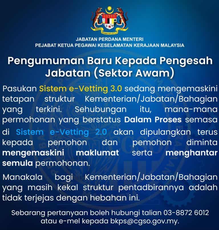 eVetting 3.0 - Daftar / Login CGSO evetting3.cgso.gov.my