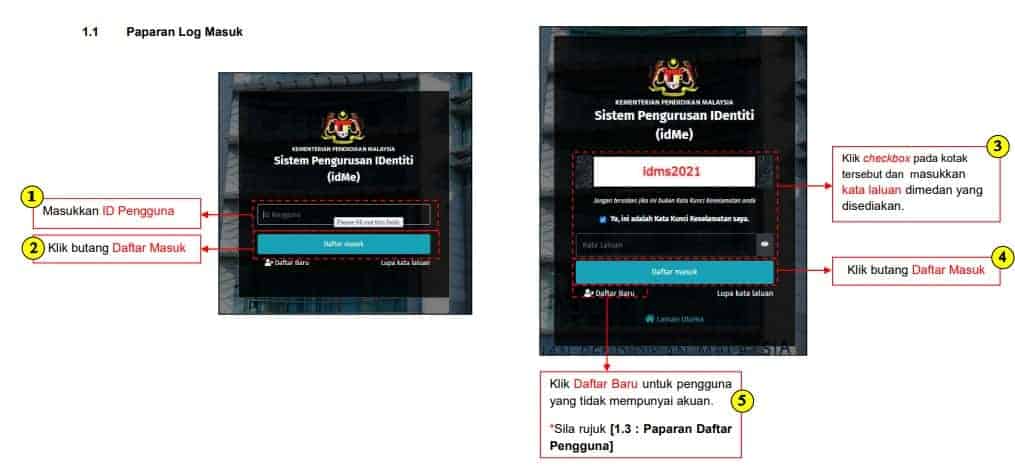 Daftar Baru dan Log Masuk idMe KPM