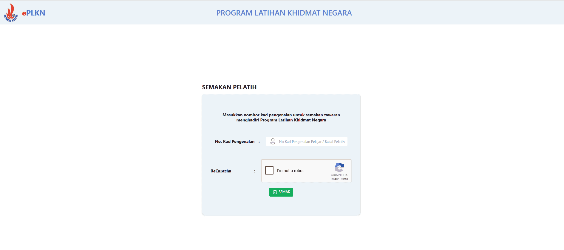 Semakan PLKN SIRI 3/2026 (Program Latihan Khidmat Negara)