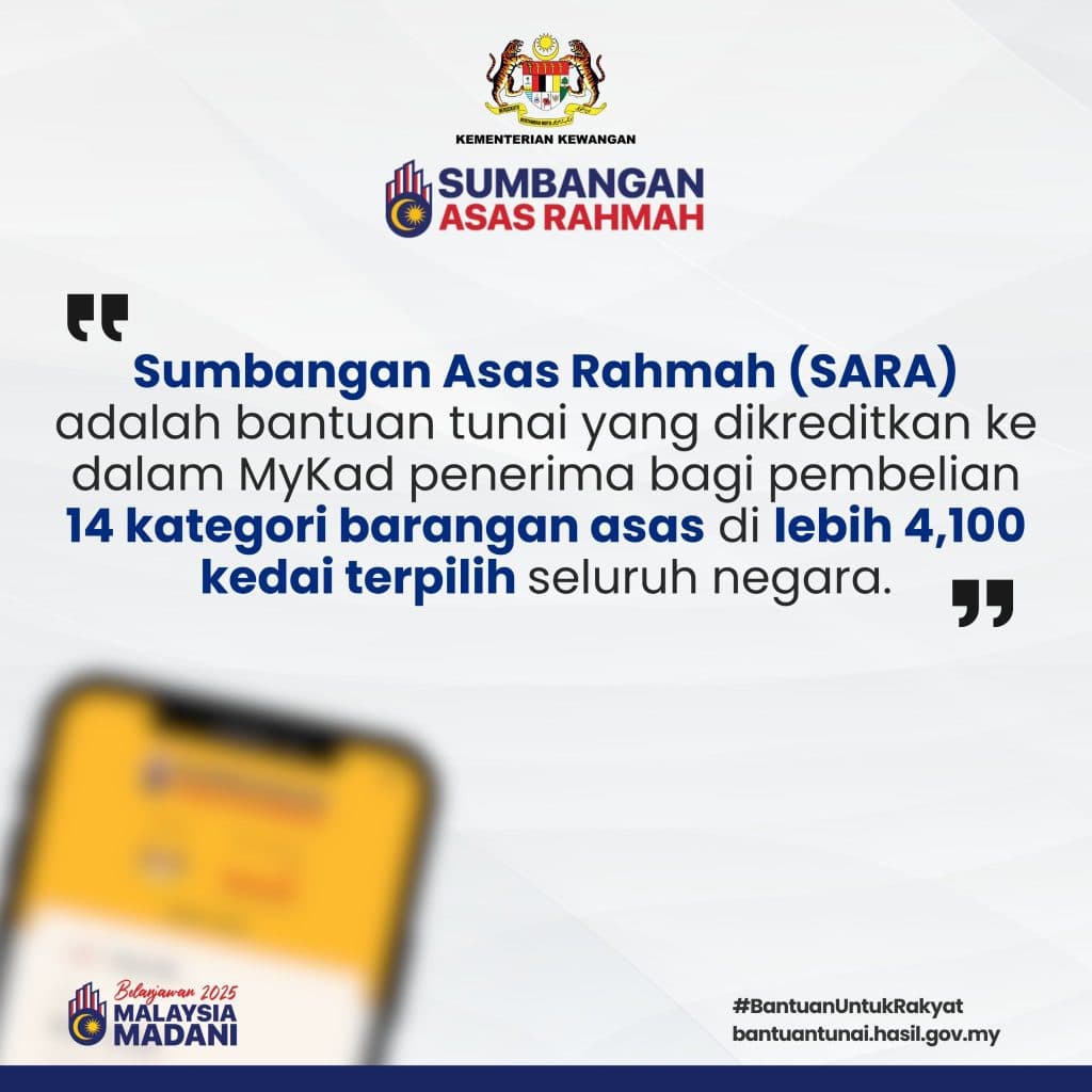 duit dalam mykad sara untuk semua rm100 one-off
