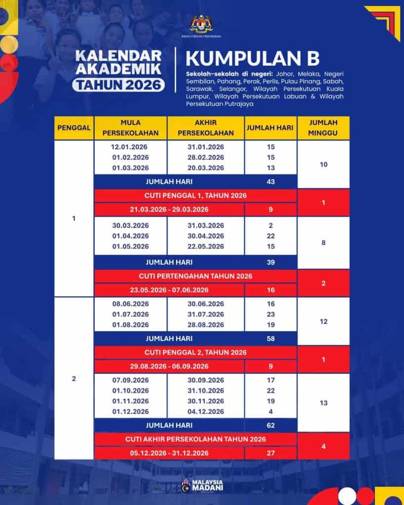 cuti sekolah 2026 takwim akademik kalendar KPM