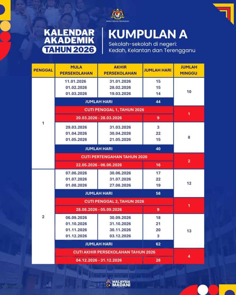 cuti sekolah 2026 takwim akademik kalendar KPM