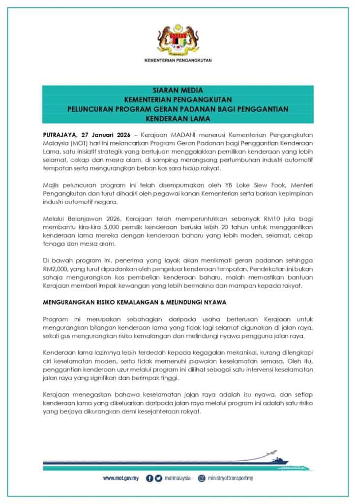 Geran Padanan Penggantian Kenderaan Lama