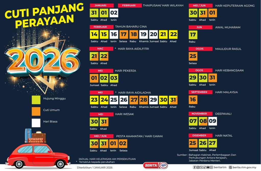 cuti panjang 2026 holiday long weekend