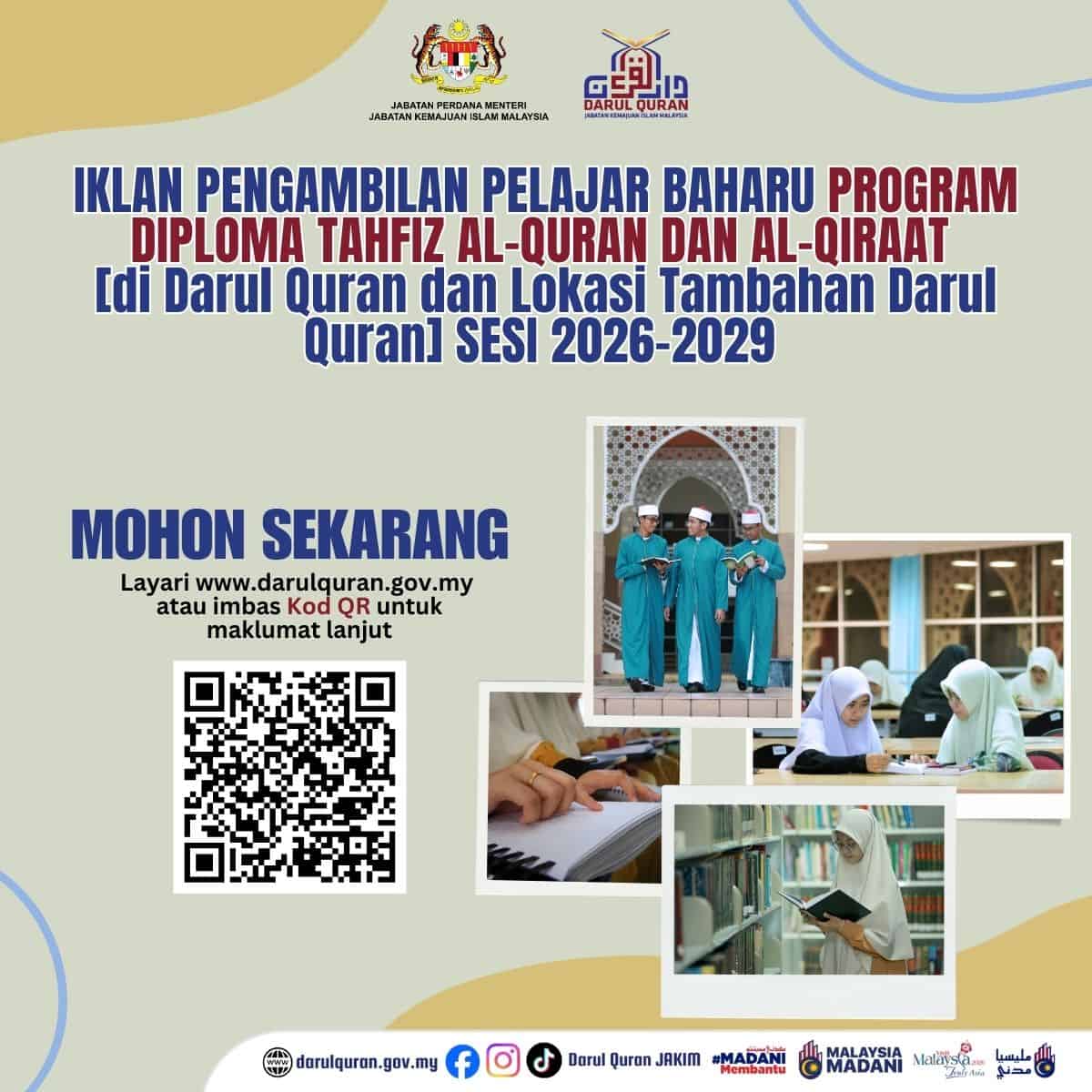 Program Diploma Tahfiz Al-Quran & Al-Qiraat Darul Quran 2026