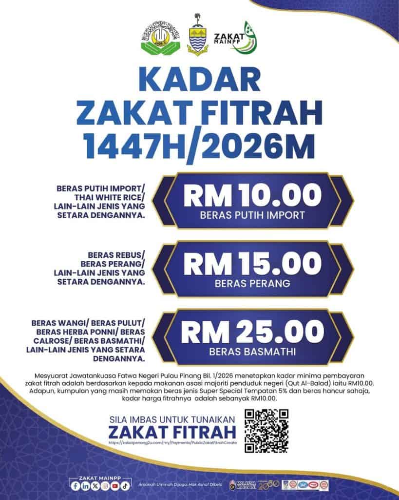 zakat fitrah pulau pinang