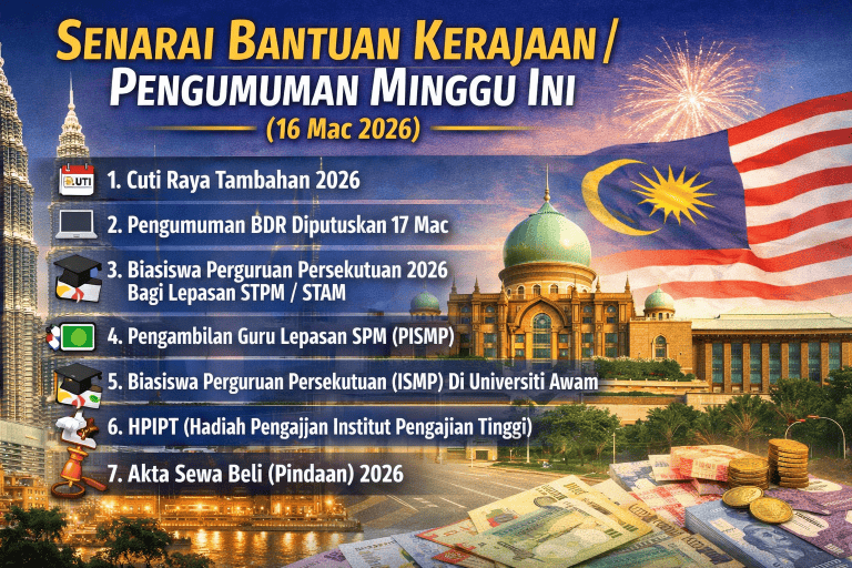 senarai bantuan pengumuman kerajaan 16 mac 2026