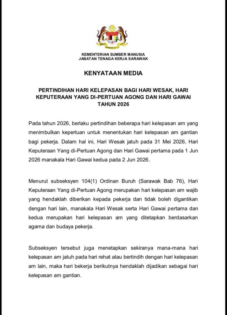 pertindihan cuti wesak