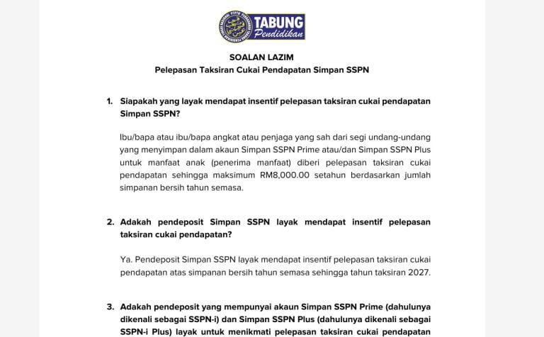 pelepasan cukai sspn 2026