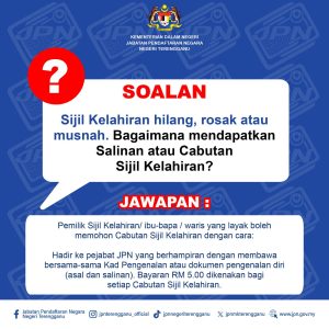 ganti sijil lahir surat beranak rosak lusuh