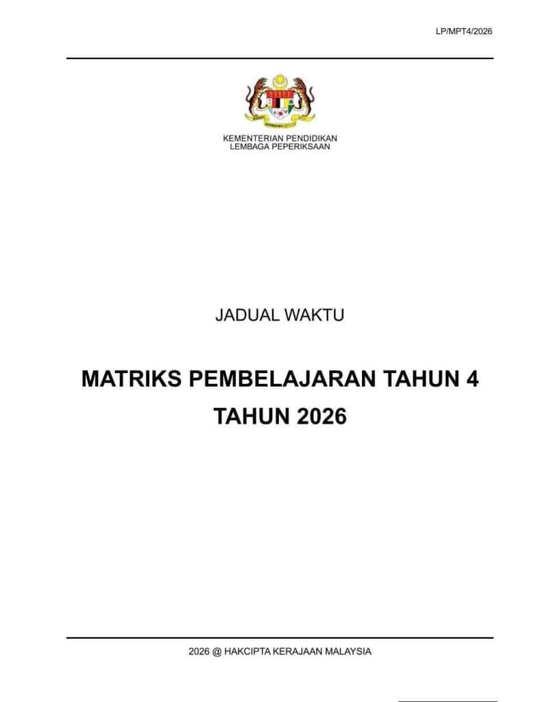 Jadual Waktu Matriks Pembelajaran Tahun 4