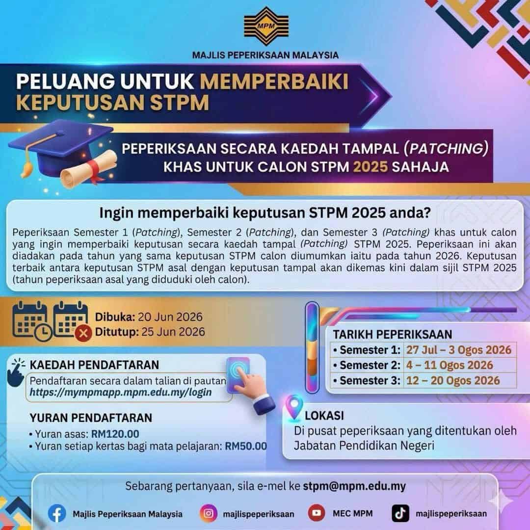 Patching STPM - Cara Perbaiki Keputusan STPM 2025