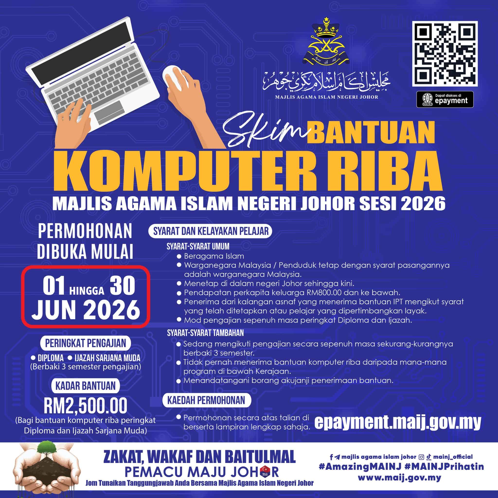 Komputer Riba Mini Permohonan Skim Bantuan Komputer Riba MAINJ 2026