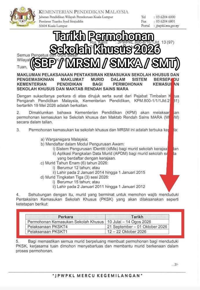 Tarikh PKSK 2026