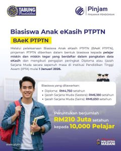 biasiswa anak eKasih BAeK PTPTN 1
