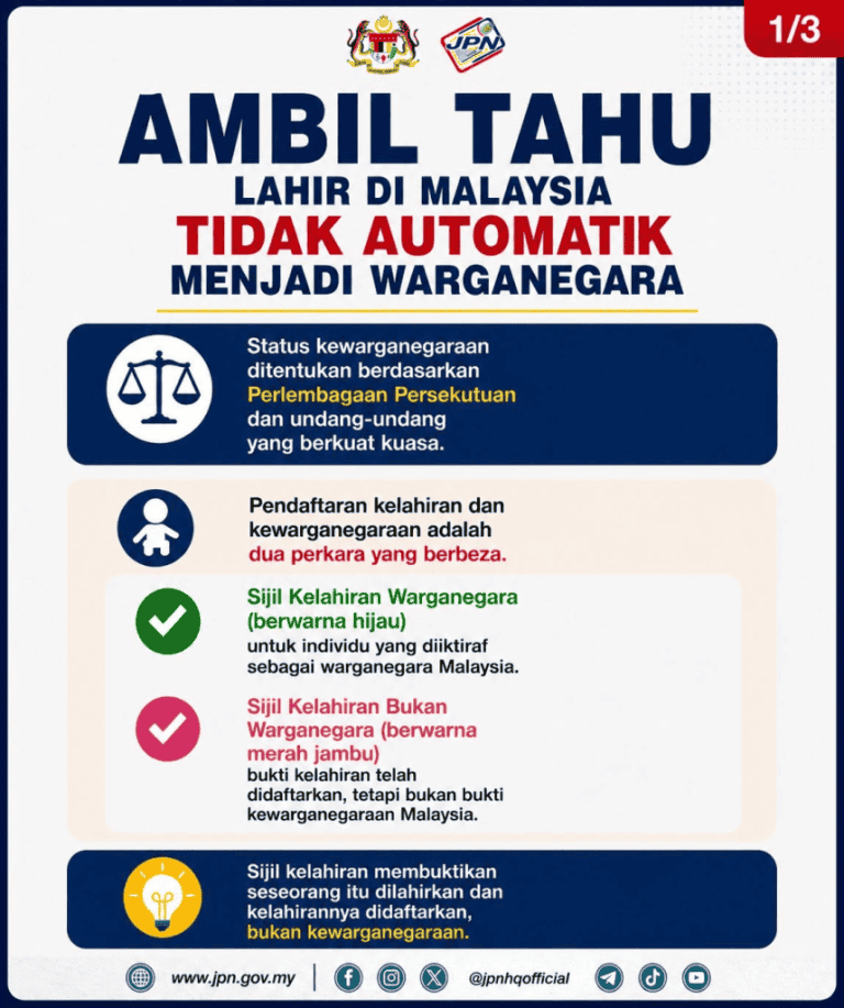 Lahir di Malaysia Tak Automatik Jadi Warganegara - Rujuk Fakta Ini!