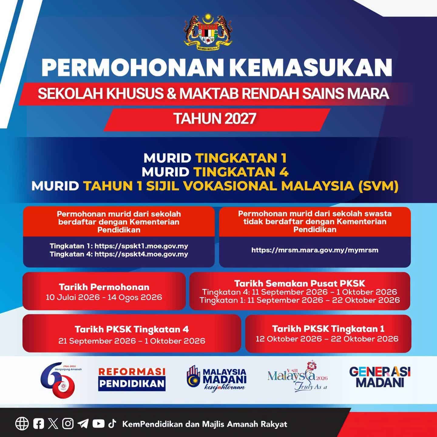permohonan sekolah khusus 2027