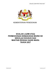 Soalan Lazim Kemasukan SBP MRSM