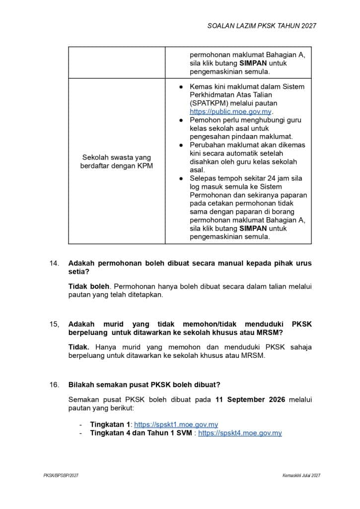 Soalan Lazim Kemasukan SBP MRSM