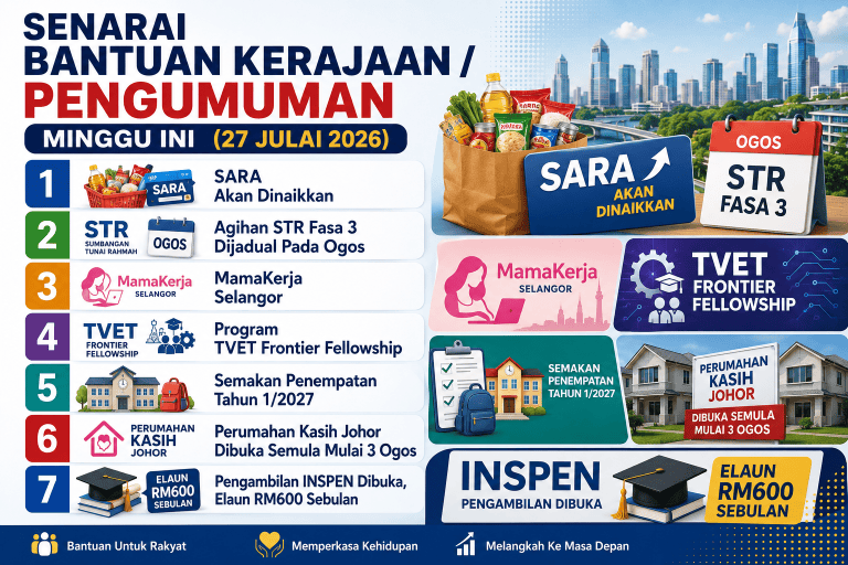 bantuan minggu ini 27 julai 2026