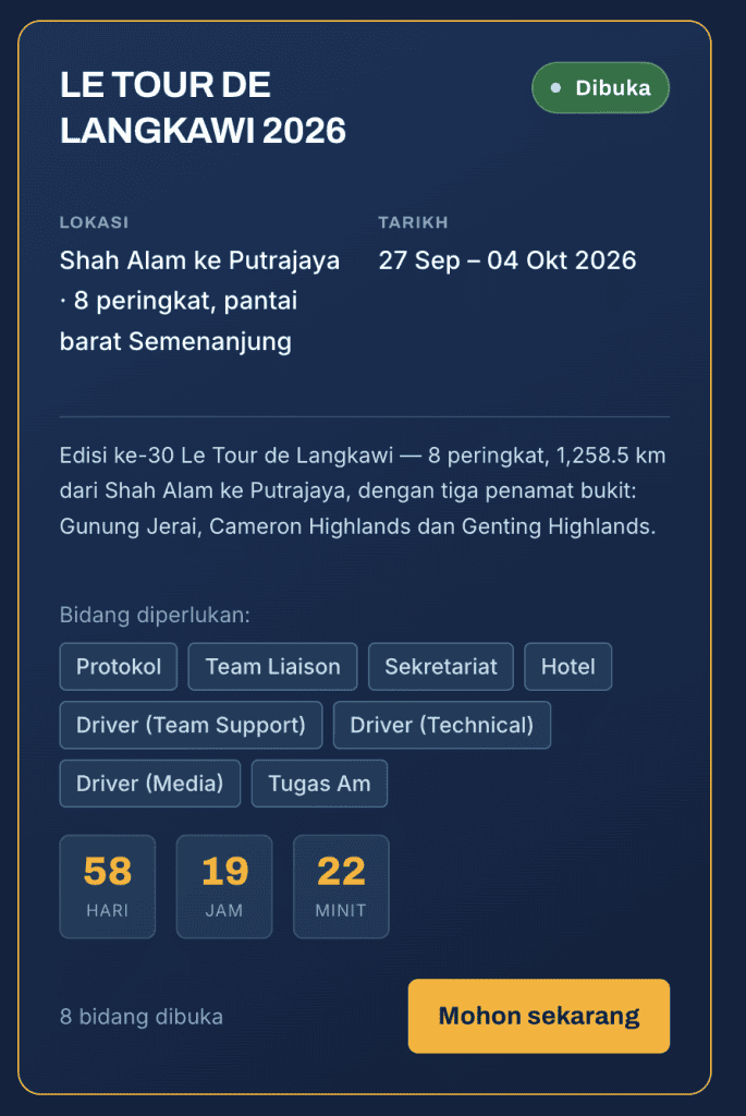 sukarelawan Le Tour de Langkawi