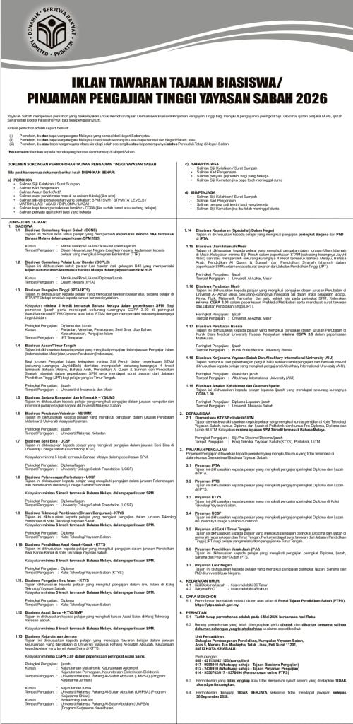 biasiswa yayasan sabah