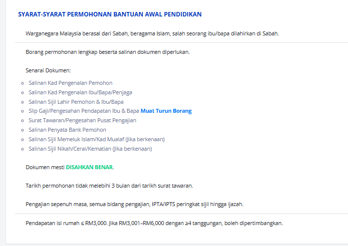 Senarai Biasiswa / Tajaan Pendidikan Rakyat Sabah 2026 - Cara Mohon & Syarat