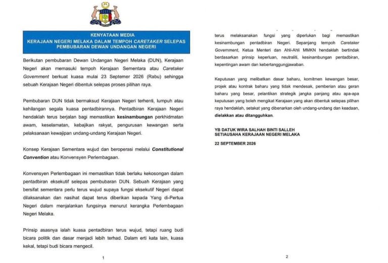 DUN Melaka Bubar
