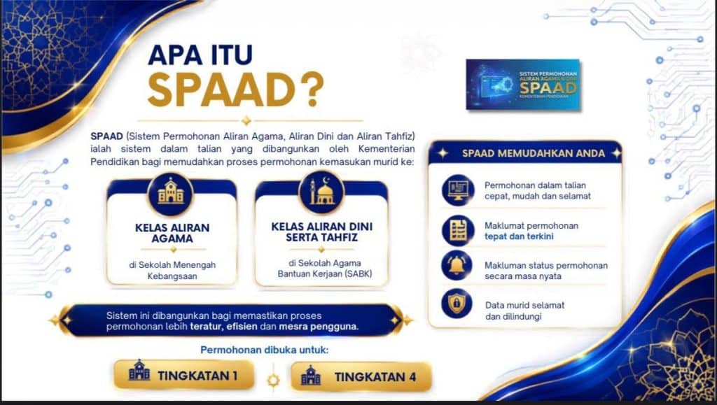Permohonan kemasukan ke Tingkatan 1 & 4 bagi KAA, Dini dan Tahfiz 2027