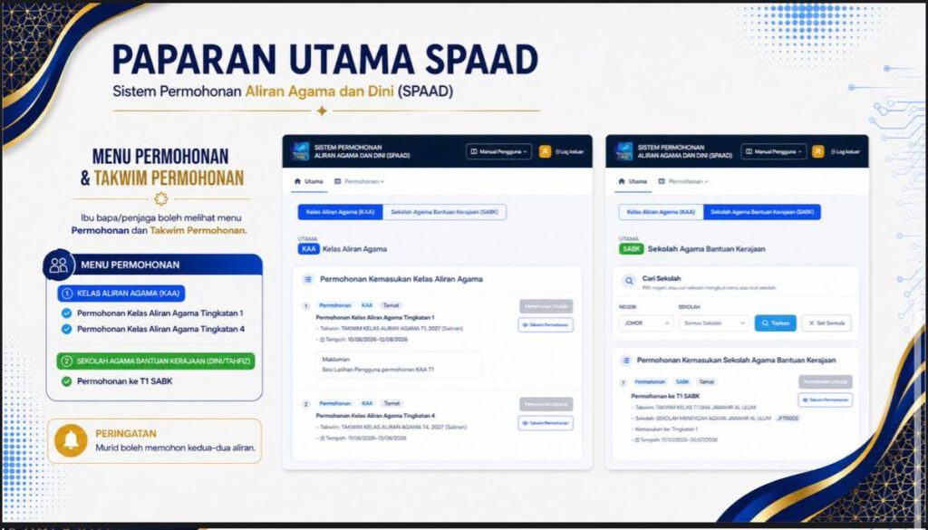 Permohonan kemasukan ke Tingkatan 1 & 4 bagi KAA, Dini dan Tahfiz 2027