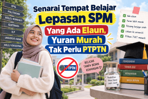 Senarai Tempat Belajar Lepasan SPM Yang Ada Elaun, Yuran Murah Tak Perlu PTPTN
