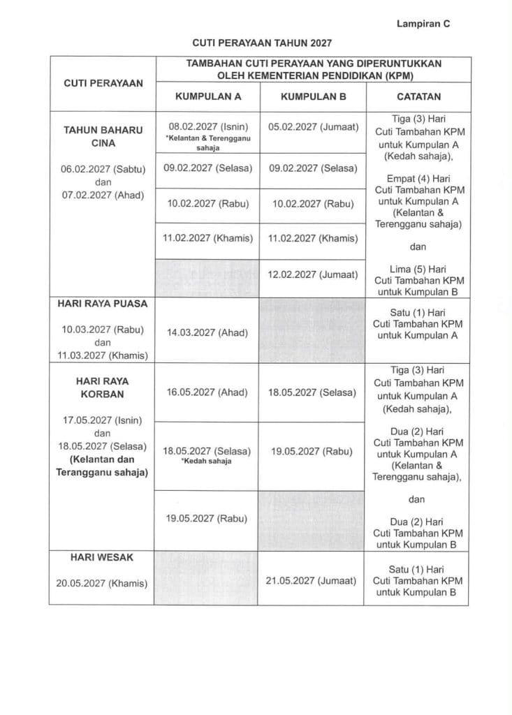 Cuti Sekolah 2027