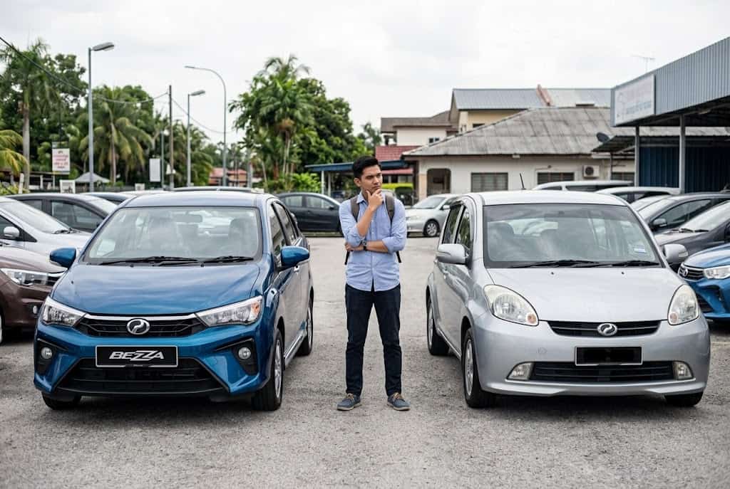 beli kereta baru atau lama