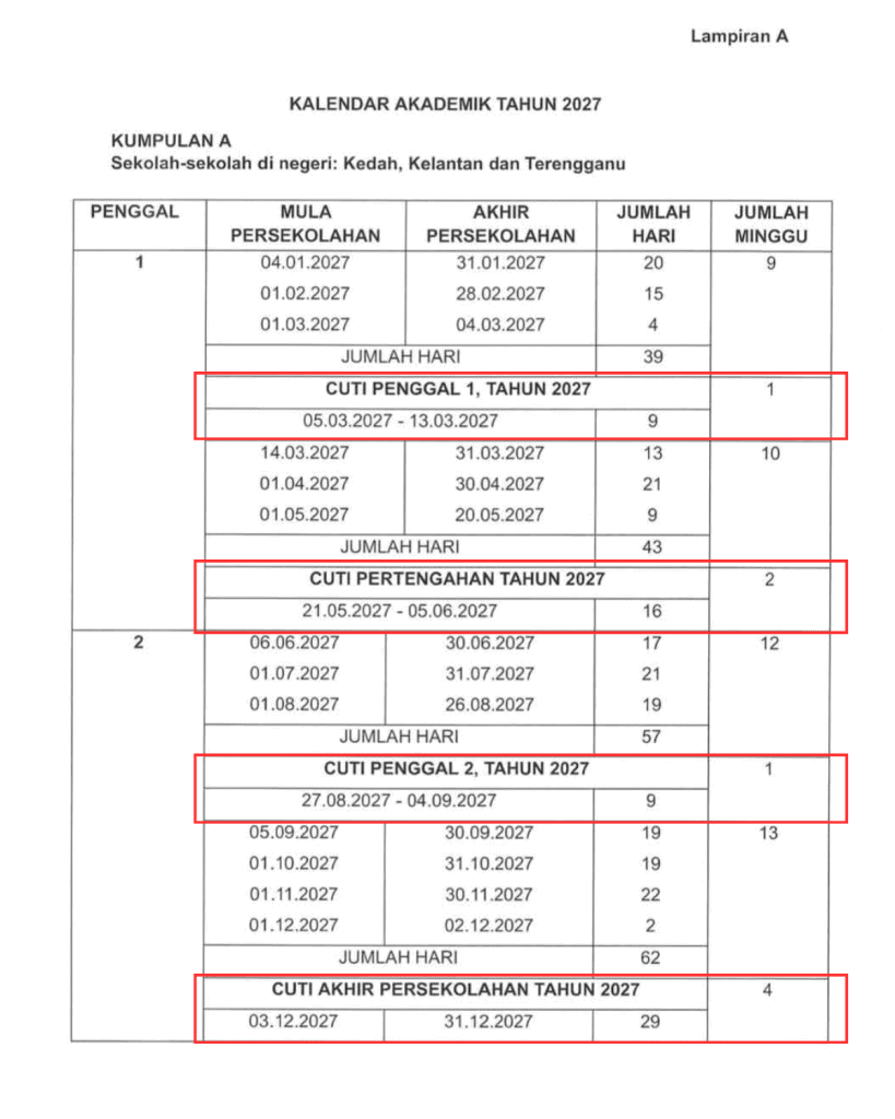 Cuti Sekolah 2027