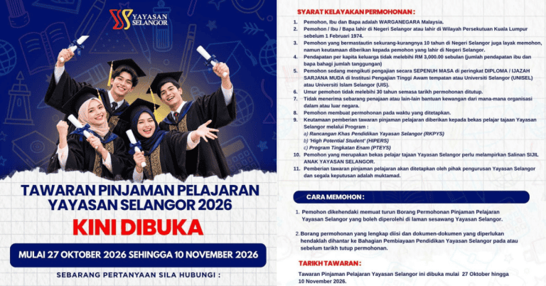 pinjaman pelajaran yayasan selangor